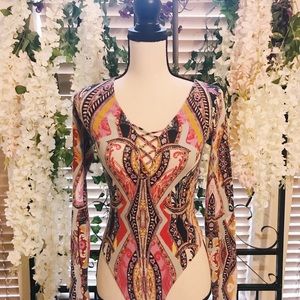 Free People Abstract Bodysuit